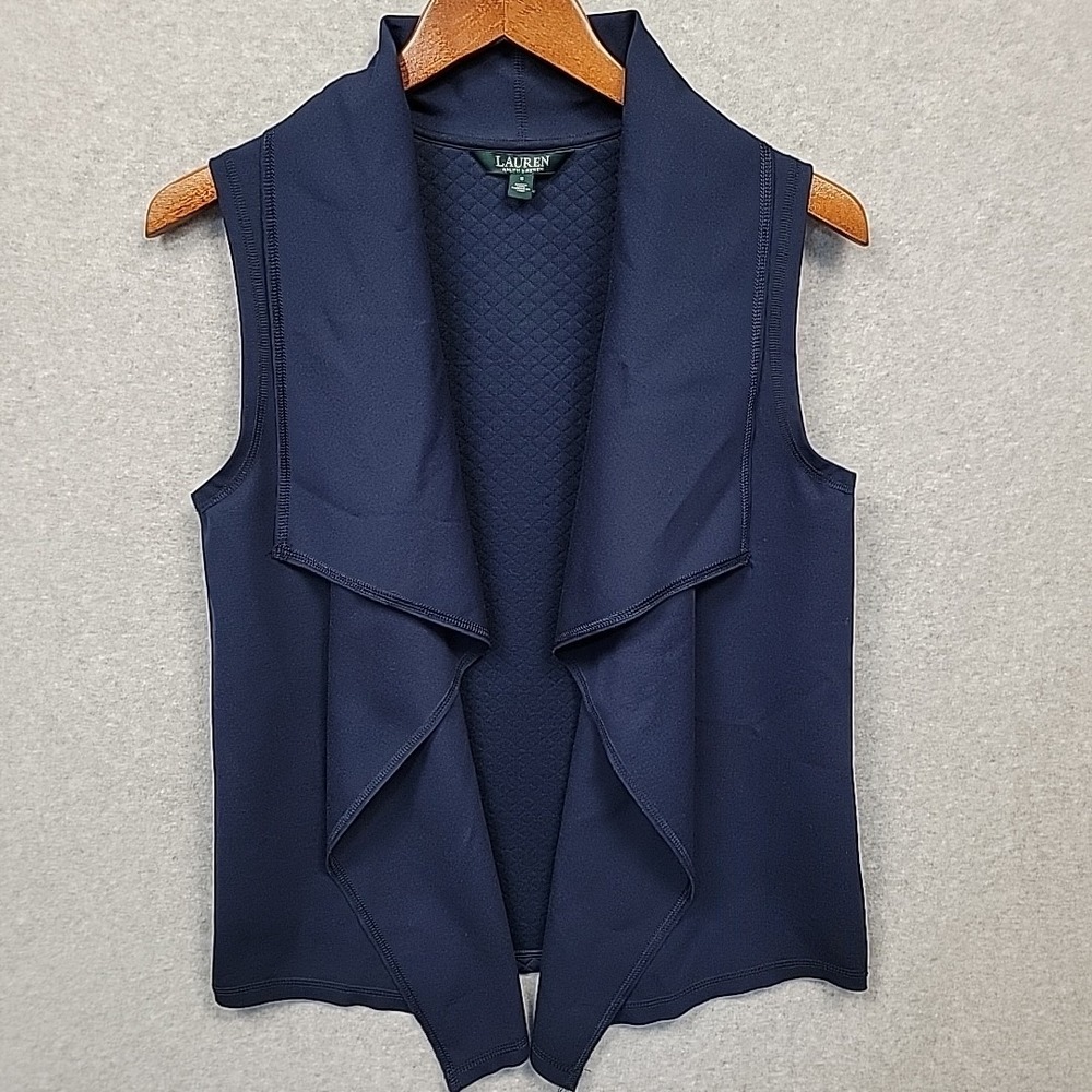 Lauren Ralph Lauren Sleeveless Active Vest Women's SZ S Navy Quilted Back Preppy